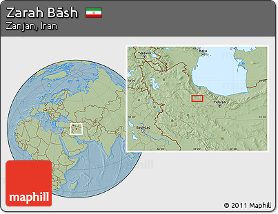 Savanna Style Location Map of Zarah Bāsh, hill shading