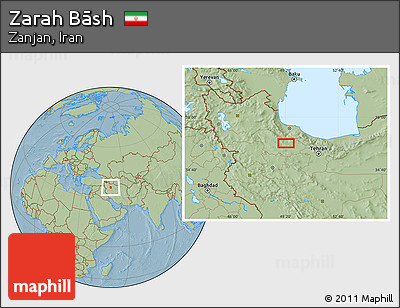 Savanna Style Location Map of Zarah Bāsh, hill shading
