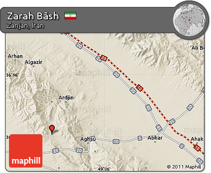 Shaded Relief Map of Zarah Bāsh