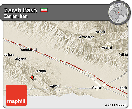 Shaded Relief Panoramic Map of Zarah Bāsh