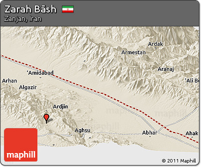 Shaded Relief Panoramic Map of Zarah Bāsh