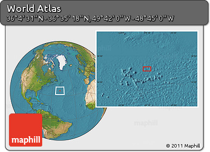 Satellite Location Map of the Area around 36° 19' 55" N, 49° 13' 30" W