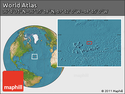 Satellite Location Map of the Area around 36° 19' 55" N, 49° 13' 30" W