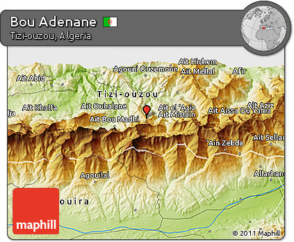 Physical 3D Map of Bou Adenane