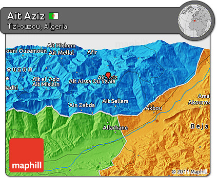 Political 3D Map of Aït Aziz