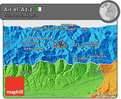 Political 3D Map of Aït El 'Azîz