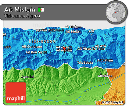 Political 3D Map of Aït Mislaïn