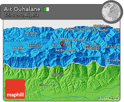 Political 3D Map of Aït Ouhalane
