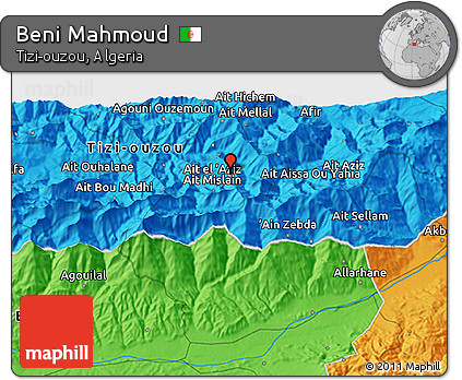 Political 3D Map of Beni Mahmoud