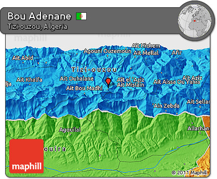 Political 3D Map of Bou Adenane