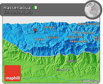 Political 3D Map of Hassenaoua