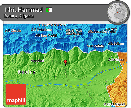Political 3D Map of Irhil Hammad