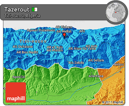 Political 3D Map of Tazerout
