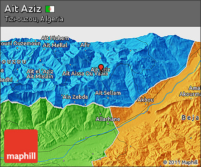 Political 3D Map of Aït Aziz