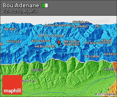 Political 3D Map of Bou Adenane