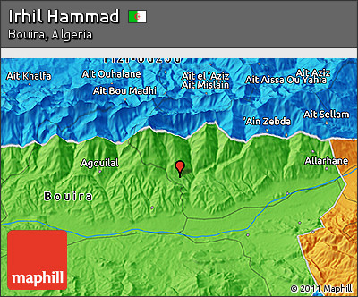 Political 3D Map of Irhil Hammad