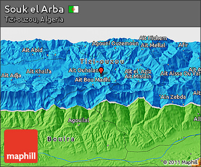 Political 3D Map of Souk El Arba