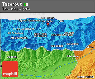 Political 3D Map of Tazerout