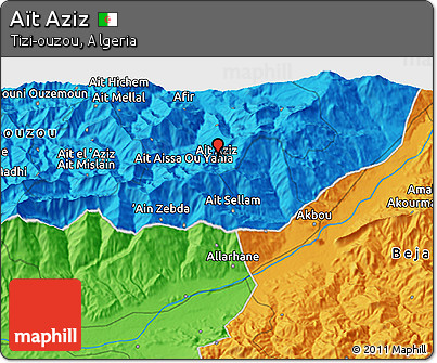 Political 3D Map of Aït Aziz