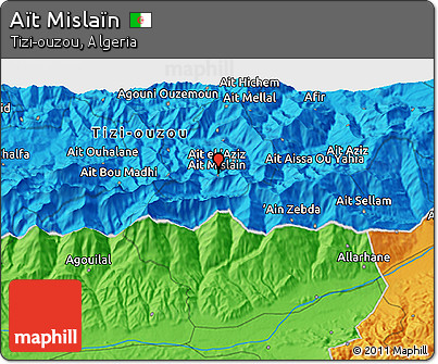 Political 3D Map of Aït Mislaïn