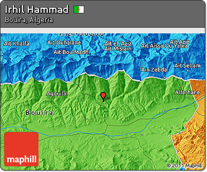 Political 3D Map of Irhil Hammad