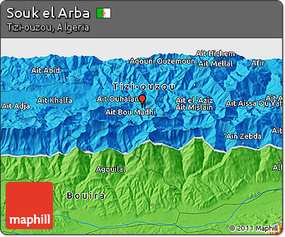 Political 3D Map of Souk El Arba
