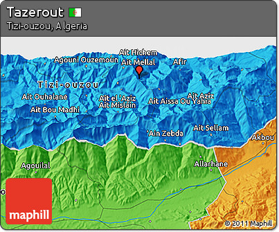 Political 3D Map of Tazerout