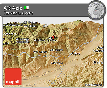 Satellite 3D Map of Aït Aziz