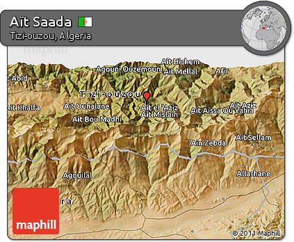 Satellite 3D Map of Aït Saada
