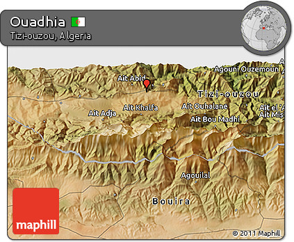 Satellite 3D Map of Ouadhia
