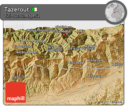 Satellite 3D Map of Tazerout