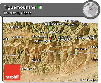 Satellite 3D Map of Tiguemounine