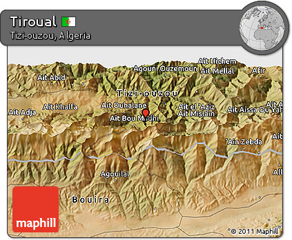 Satellite 3D Map of Tiroual