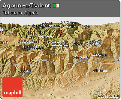 Satellite 3D Map of Agouni-n-Tsalent