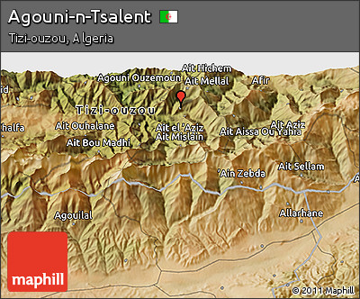 Satellite 3D Map of Agouni-n-Tsalent