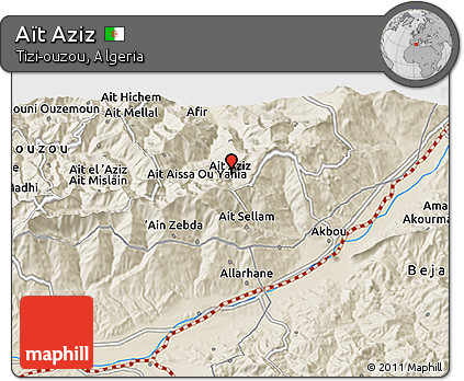 Shaded Relief 3D Map of Aït Aziz