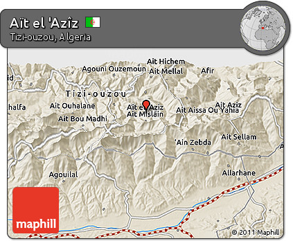 Shaded Relief 3D Map of Aït El 'Azîz