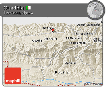 Shaded Relief 3D Map of Ouadhia