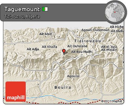 Shaded Relief 3D Map of Taguemount
