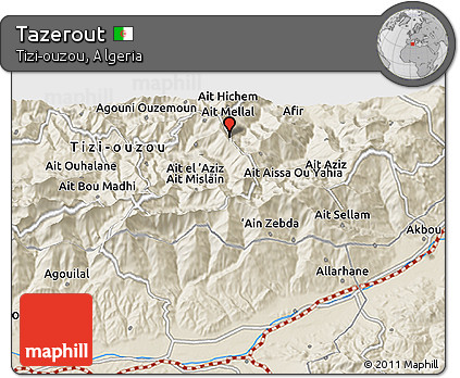 Shaded Relief 3D Map of Tazerout