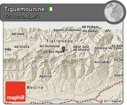 Shaded Relief 3D Map of Tiguemounine