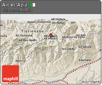 Shaded Relief 3D Map of Aït El 'Azîz