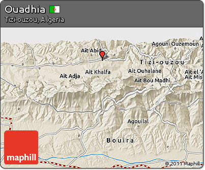 Shaded Relief 3D Map of Ouadhia