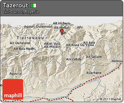 Shaded Relief 3D Map of Tazerout