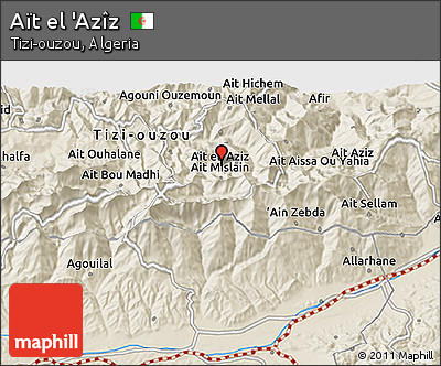 Shaded Relief 3D Map of Aït El 'Azîz
