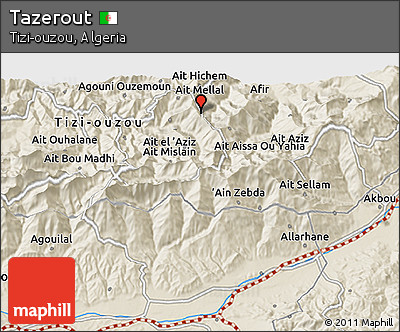 Shaded Relief 3D Map of Tazerout