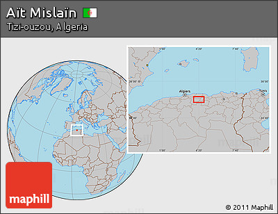 Gray Location Map of Aït Mislaïn