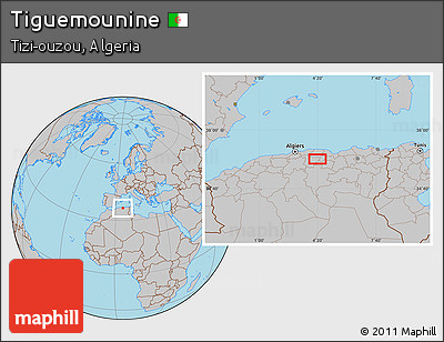Gray Location Map of Tiguemounine