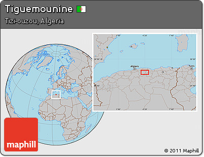 Gray Location Map of Tiguemounine