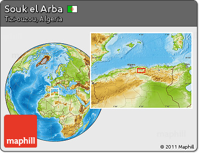 Physical Location Map of Souk El Arba